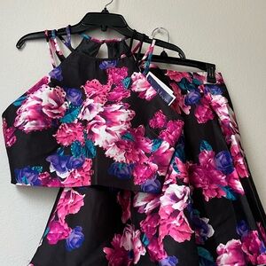 Dear Moon Junior Girls Floral Crop Top and Skirt Set